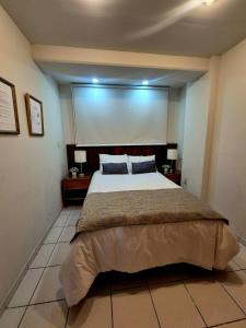 a bedroom with a large bed in a room at Downtown Suite Wifi in Morelia