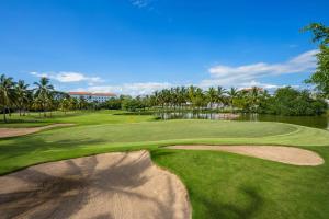 a view of a golf course with palm trees at Marriott Puerto Vallarta Resort & Spa in Puerto Vallarta