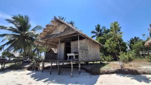 a small hut on a beach with palm trees at Yefkabu Homestay in Jef Tsiep
