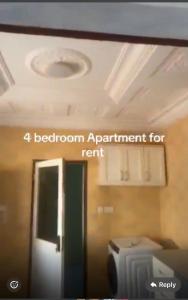 a room with a door and a ceiling with the words basement apartment for rent at BUSUBALA Resident in Yundum