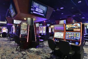 a casino with a bunch of slot machines at Rod 'N' Reel Resort in Chesapeake Beach
