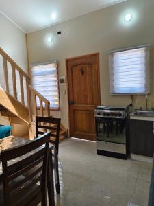 a kitchen with a stove and a sink at Loft Volcan Villarrica in Licán Ray