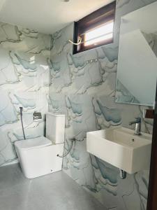 a bathroom with a toilet and a sink at Dasis villa in Hiriketiya +45 photos