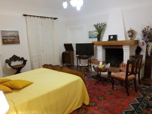 a bedroom with a bed and a fireplace and a television at Se mi vuoi lasciare in Carcare