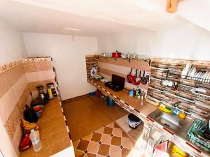 an overhead view of a kitchen with a sink at calm stay ouassane in Essaouira