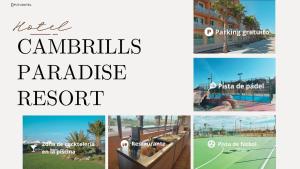 a collage of photos with the text hello condos paradise resort at Cambrils Paradise in Cambrils