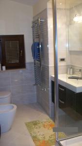 a bathroom with a shower and a toilet and a sink at Il Giardino degli Ulivi in Canneto +49 photos