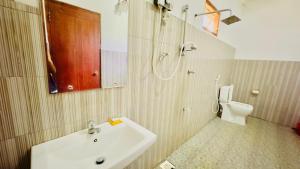 a bathroom with a sink and a toilet at Sigiri Rainbow Lodge in Sigiriya