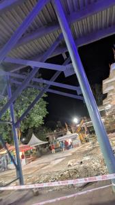 a view of a construction site at night at Bela bhavan in Kānpur