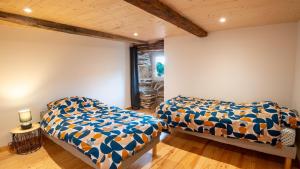 a bedroom with two beds in a room at Gîte de montredon in Cubières
