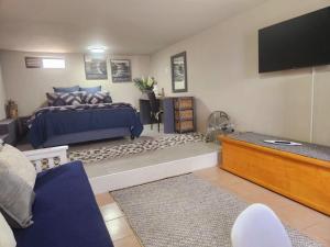 a bedroom with a bed and a flat screen tv at VitaminSea in Mossel Bay +6 photos