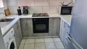 a small kitchen with a stove and a sink at Riley's Place in Cape Town