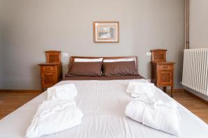 a large white bed with two pillows on it at La terrazza nel tempo in Fiuggi