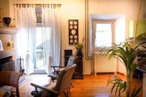 a living room with two chairs and a plant at La terrazza nel tempo in Fiuggi