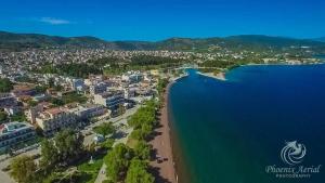an aerial view of a beach with a city at Tokalis Boutique Hotel & Spa in Nea Anchialos