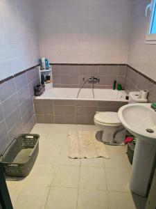 a bathroom with a tub and a toilet and a sink at Villa résidence privé Ariana in Ariana +3 photos