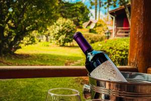 a bottle of wine sitting in a bucket at VELINN Pousada Locanda Belvedere in Monte Verde +69 photos
