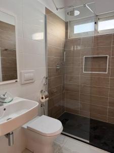 a bathroom with a toilet and a sink and a shower at AQUÁRIO Apart Hotel in Sal Rei +21 photos