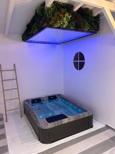 a hot tub in a room with a ladder at Obonheur avec Jacuzzi in Le Gosier