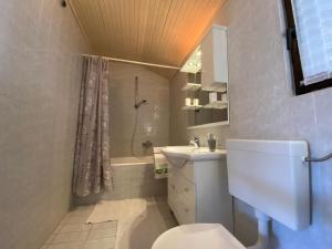 a bathroom with a toilet and a sink and a shower at Apartment Solara in Kampor +17 photos