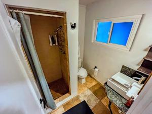 a bathroom with a shower and a toilet at The Chalet at Kings Beach Unit 3 in Kings Beach