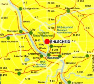 EhlscheidにあるParkhotel Framkeの赤い点がついた地図