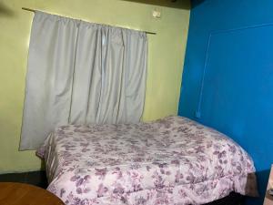 a bedroom with a bed and a window at Departamentos Lina in El Bolsón