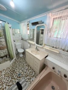 a bathroom with a tub and a toilet and a sink at Stay @ Ray's in West Wyalong +17 photos