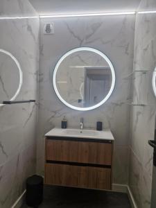 a bathroom with a sink and a mirror at L'écrin des hauts in Saint-Denis +18 photos