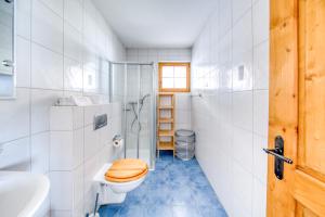 a bathroom with a toilet and a sink at Ski-in Ski-out with Chimney and view in Les Crosets