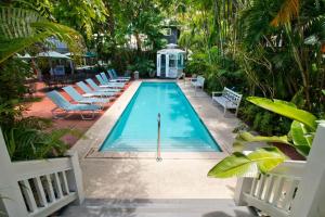 einen Pool mit Liegestühlen und einem Pavillon in der Unterkunft Ambrosia Key West in Key West