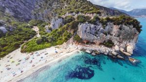 an aerial view of a beach in the amalfi coast at La Terrazza In Centro Dorgali in Dorgali