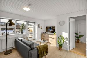 a living room with a couch and a table at FeWo Lille Vidstrup in Vidstrup