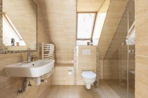 a bathroom with a sink and a toilet at Wilcznik 10 in Zakopane +61 photos