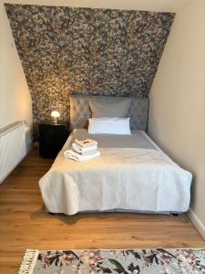 a bedroom with a bed with a wall at Schäferstr 43 in Peine