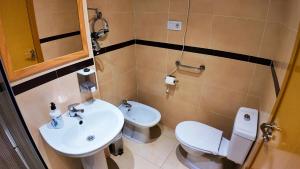 a bathroom with a sink and a toilet at Apartalux Magic Silver in Oropesa del Mar
