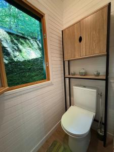 a bathroom with a toilet and a window at Lou Rigal in Dourbies +26 photos