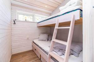 a bunk bed in a tiny house with a ladder at HAL901-Skummesloevsstrand-Rundan-37 in Skummeslövsstrand