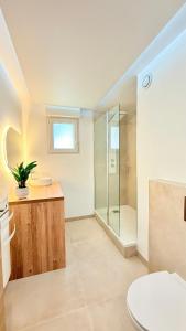 a bathroom with a toilet and a sink and a shower at Casa Bali centre ville in Brie-Comte-Robert