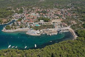 an aerial view of a small island with boats in the water at Apartmani Tribunj Cvitan in Tribunj