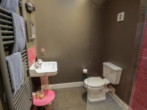 a small bathroom with a toilet and a sink at Otter's Rest in Droitwich +13 photos