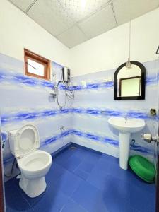 a bathroom with a toilet and a sink at GREENISH INN (ROOMS) in Nanu Oya