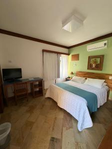 a bedroom with a large bed and a television at Pousada Paisagem in Paraty