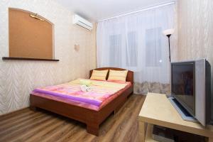 モスクワにあるApartlux Chayanovaの小さなベッドルーム(ベッド1台、テレビ付)