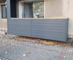 a blue wall in front of a building at Loft Like View in Izmail