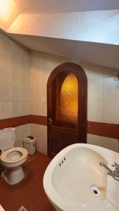 a bathroom with a sink and a toilet at The Baron House in Tupiza