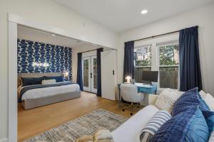 a bedroom with a bed and a desk at Private Compound in Decatur in Decatur