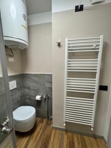 a small bathroom with a toilet and a sink at Lilli apartment in Aprica