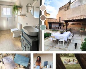 a collage of pictures of a kitchen and a house at Guara VIVA Abiego in Abiego