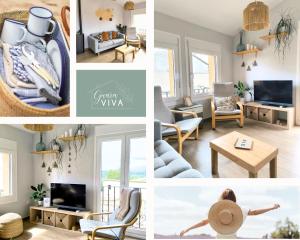 a collage of photos of a living room at Guara VIVA Abiego in Abiego